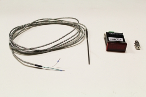 Digital exhaust temperature gauge with accessories up to 1200°C, 3-meter cable, 3mm probe.